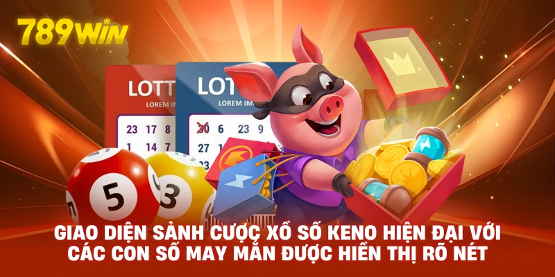 Giao diện sảnh cược Xổ số Keno hiện đại với các con số may mắn được hiển thị rõ nét.